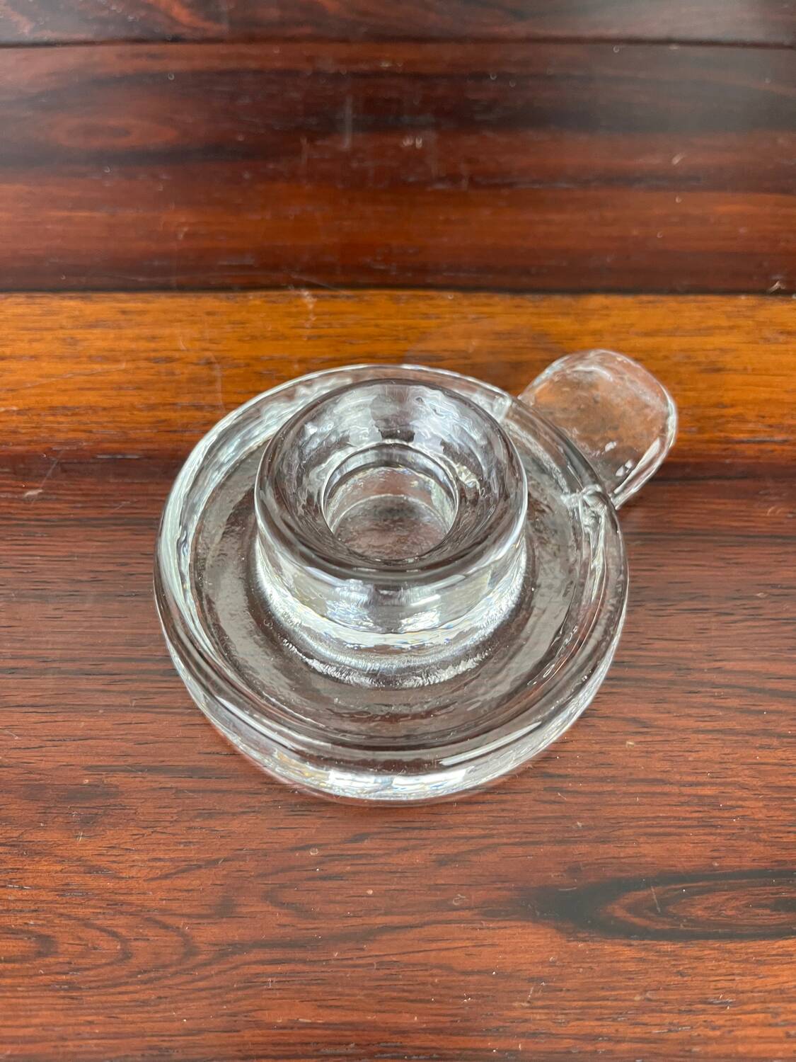 6 molded glass candle holders with an ice cube effect