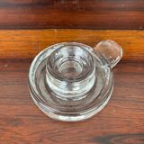 6 molded glass candle holders with an ice cube effect