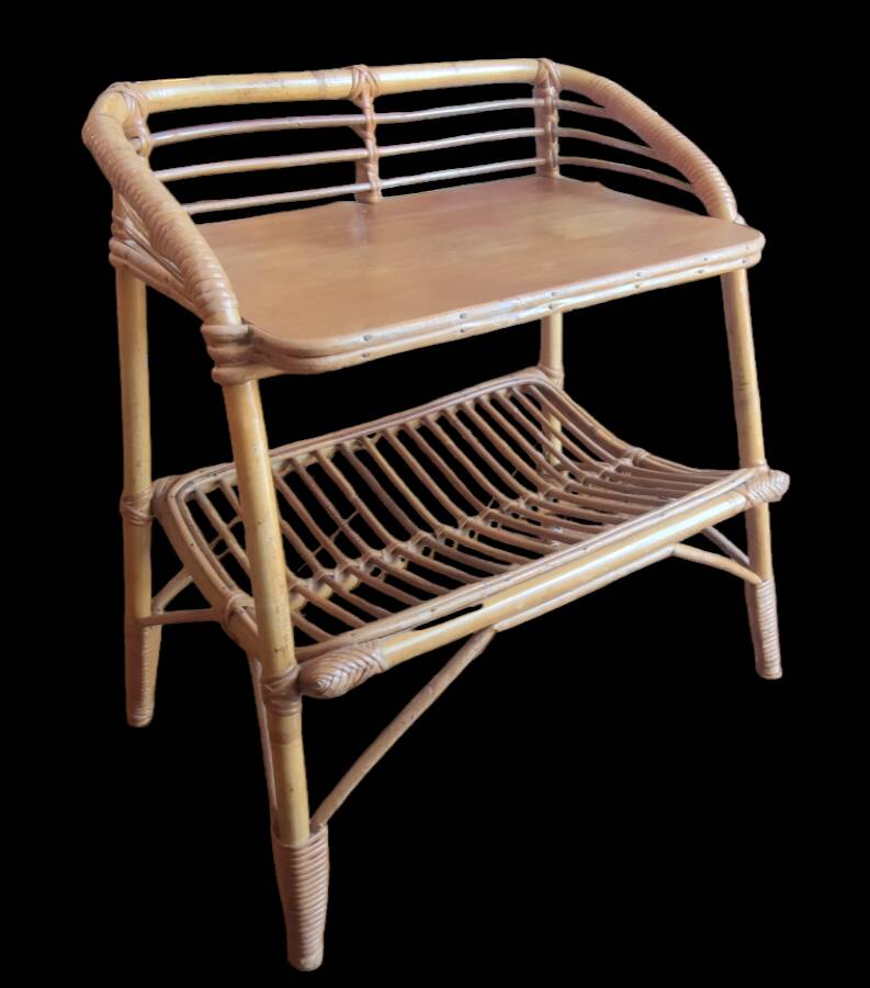 Petit meuble table d appoint vintage en rotin