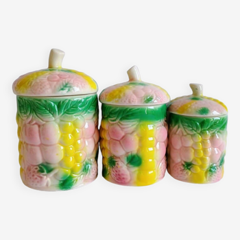 Set of 3 vintage fruit slushie condiment pots