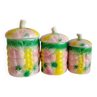 Set of 3 vintage fruit slushie condiment pots