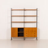 Wall unit, Scandinavian bookshelf in oak, 1970s.