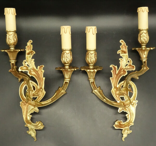 Pair of Rocaille/Rococo style sconces