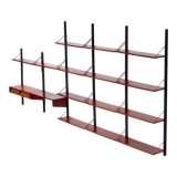 Mid century bookcase wall unit shelving system in teak with writing desk workstation, 1960s