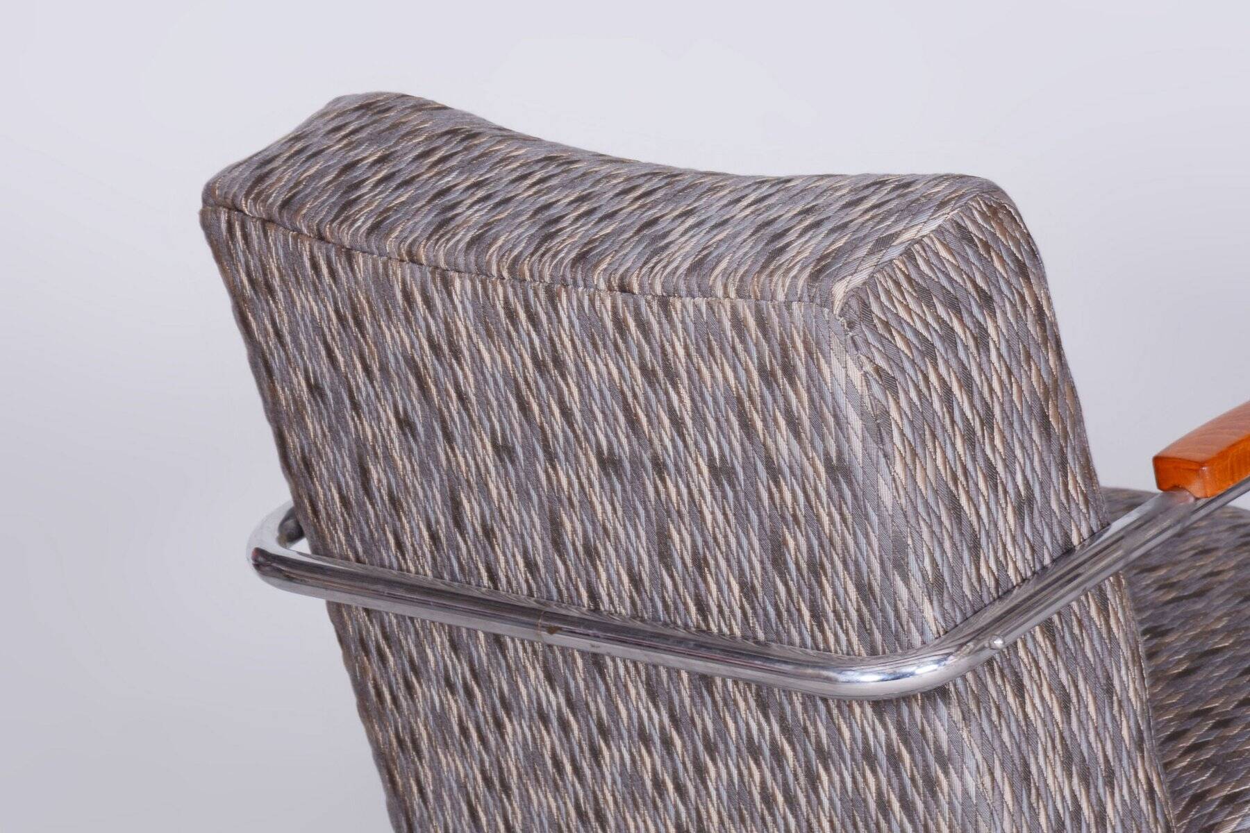Czech Bauhaus Armchair in Chrome and Beech attributed to Mücke Melder, 1930s