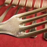 Service of 12 table forks in silver metal Christofle chevron model