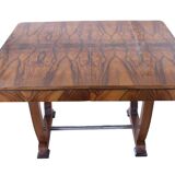 Art Deco Expandable Dining Table in Walnut Veneer & Chrome, France, 1930