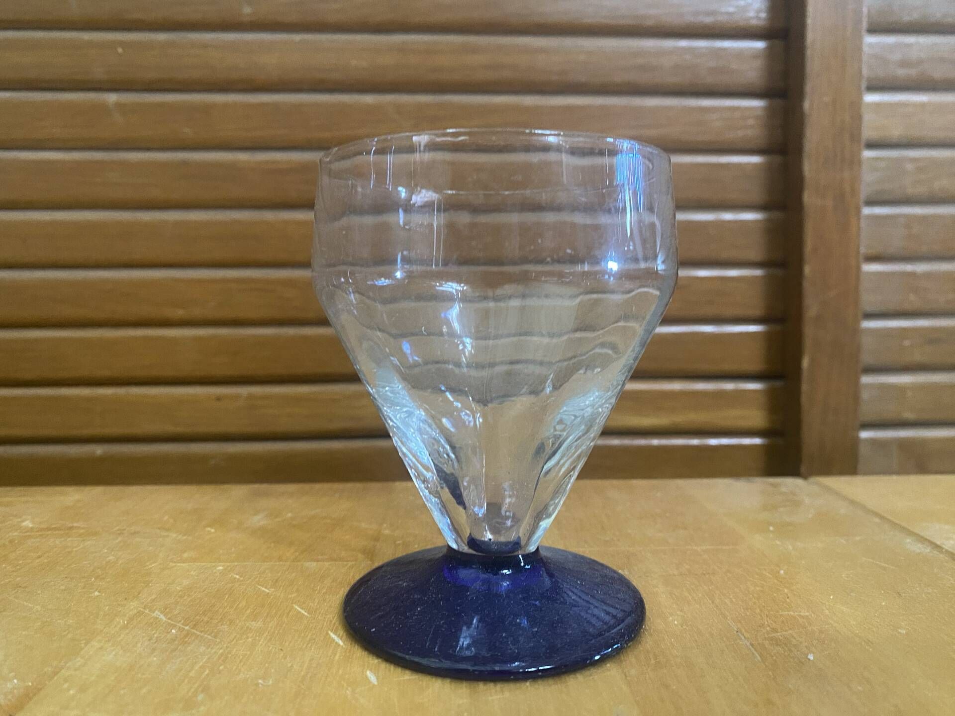 Set of 23 Stemmed Glasses Transparent Glass + Cobalt Blue Stems Vintage