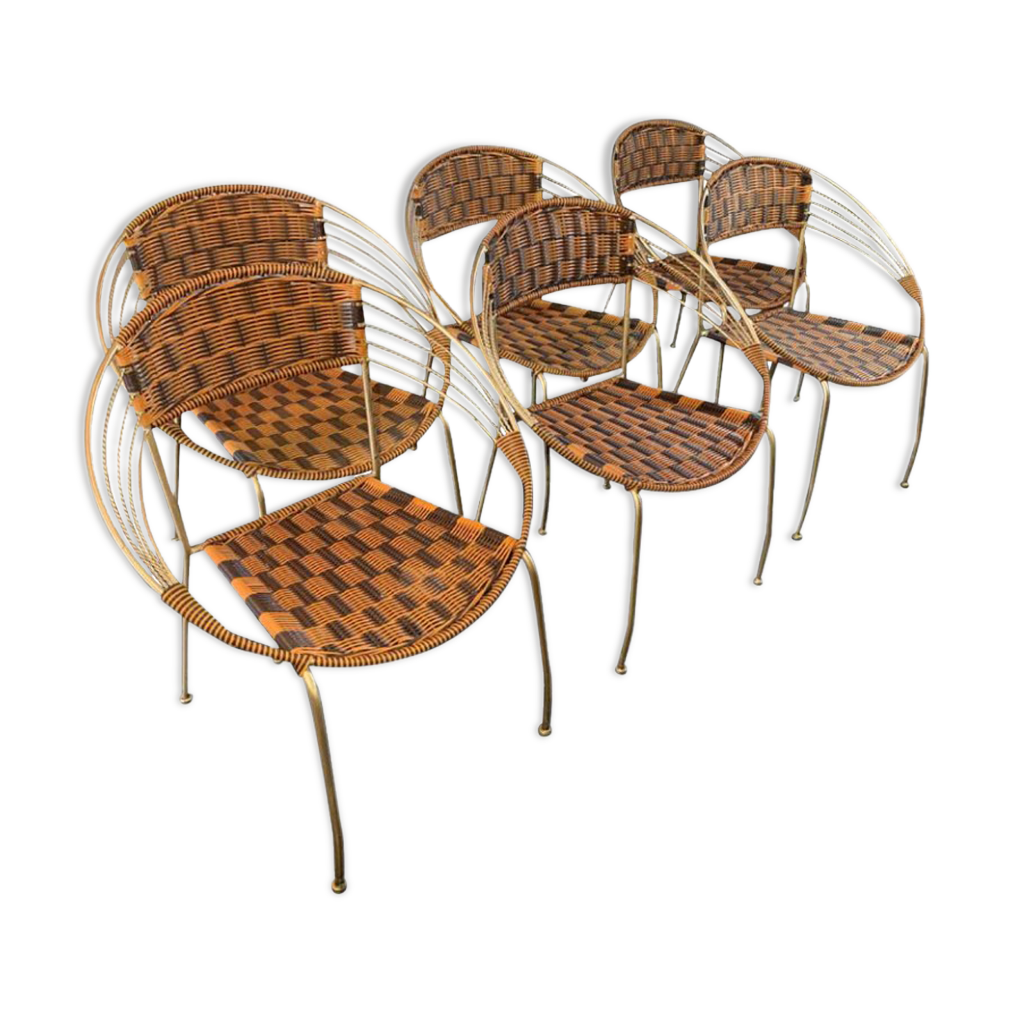 Series of 6 garden armchairs and patio Scoubidou', Italian Vintage Design 1950s