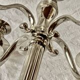 Antique large five-armed chrome-plated steel candlestick - 76cm
