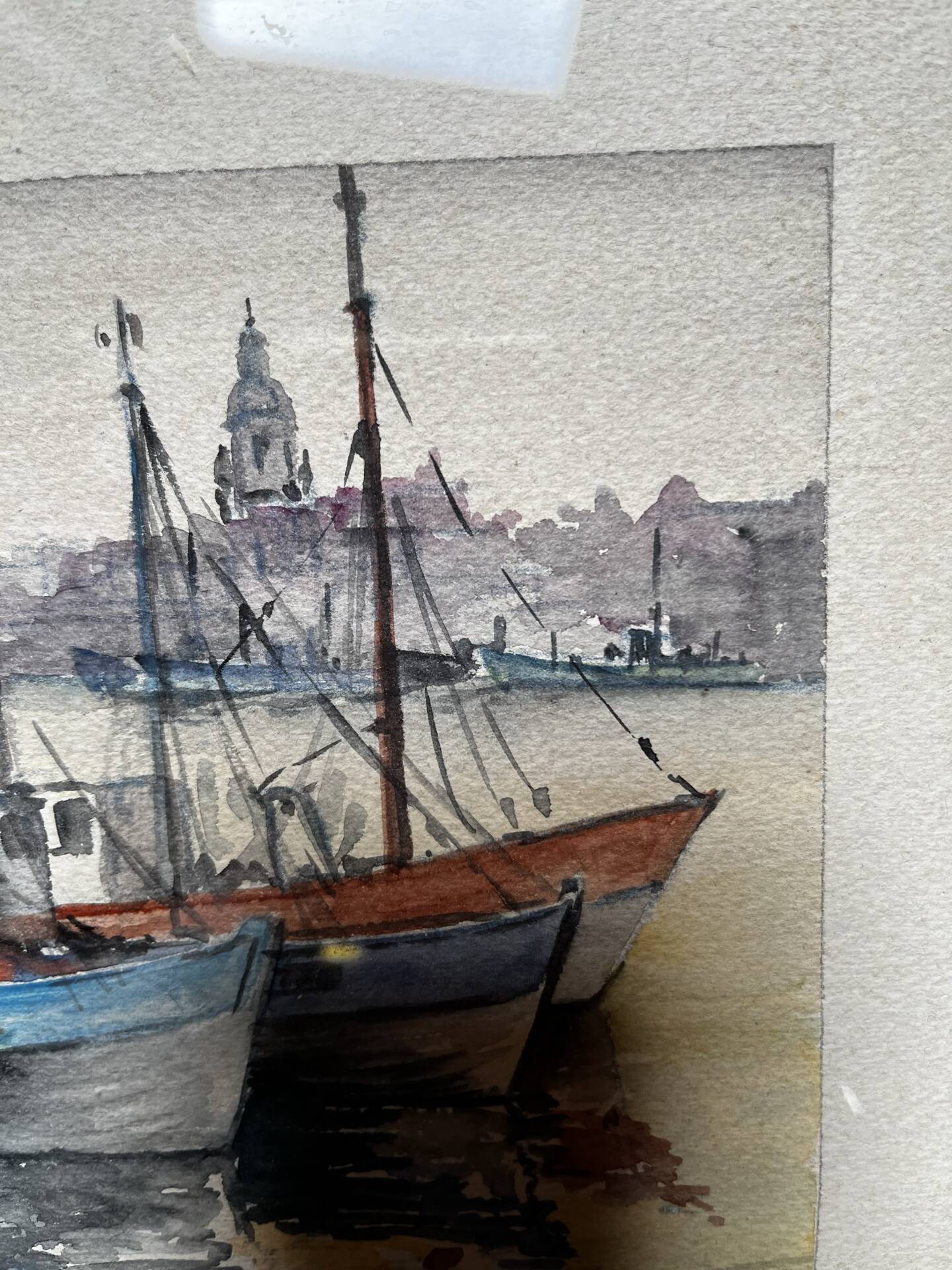 Watercolour Le Croisic port with boats