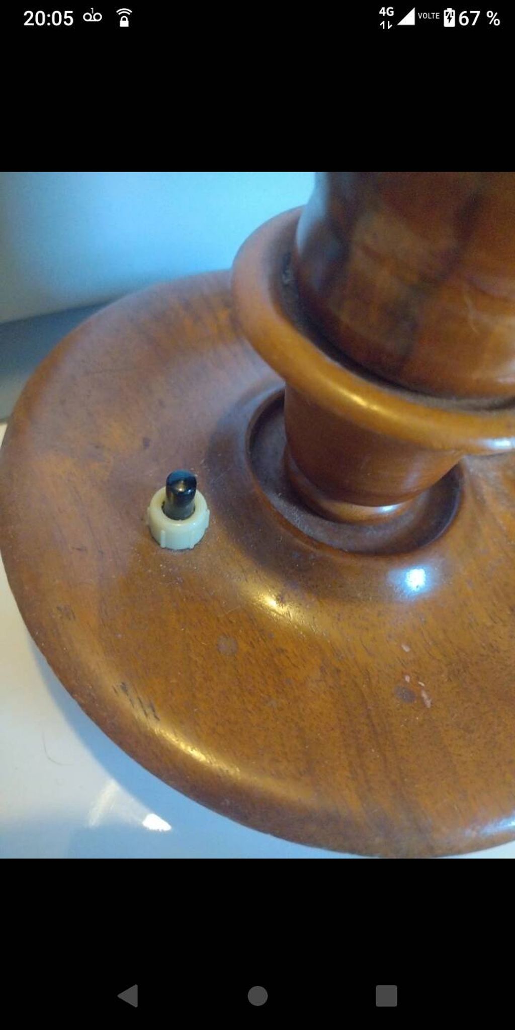 Vintage Scandinavian turned wooden candlestick lamp base