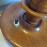 Vintage Scandinavian turned wooden candlestick lamp base