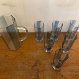 OCTIME Octagonal Orangeade Carafe with Molded Glass and 6 Wine Glasses