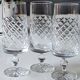 Lot 6 flûtes à champagne, cristal de Lorraine. Motifs losanges/croisillons. Haut 16 cm