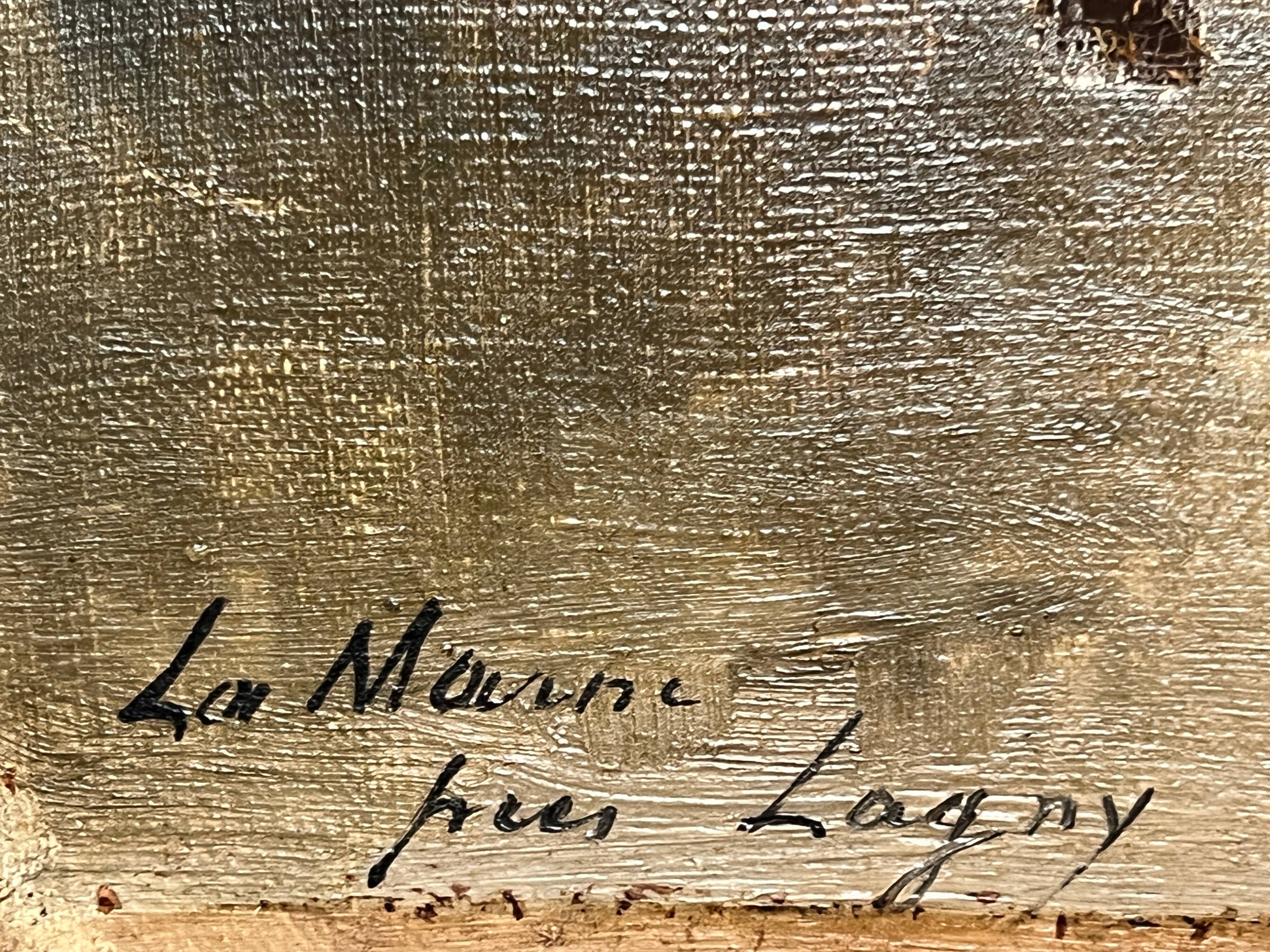 Painting by LINSYER Th (19th-20th century) Landscape of the Marne near Lagny