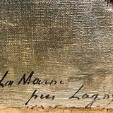 Painting by LINSYER Th (19th-20th century) Landscape of the Marne near Lagny