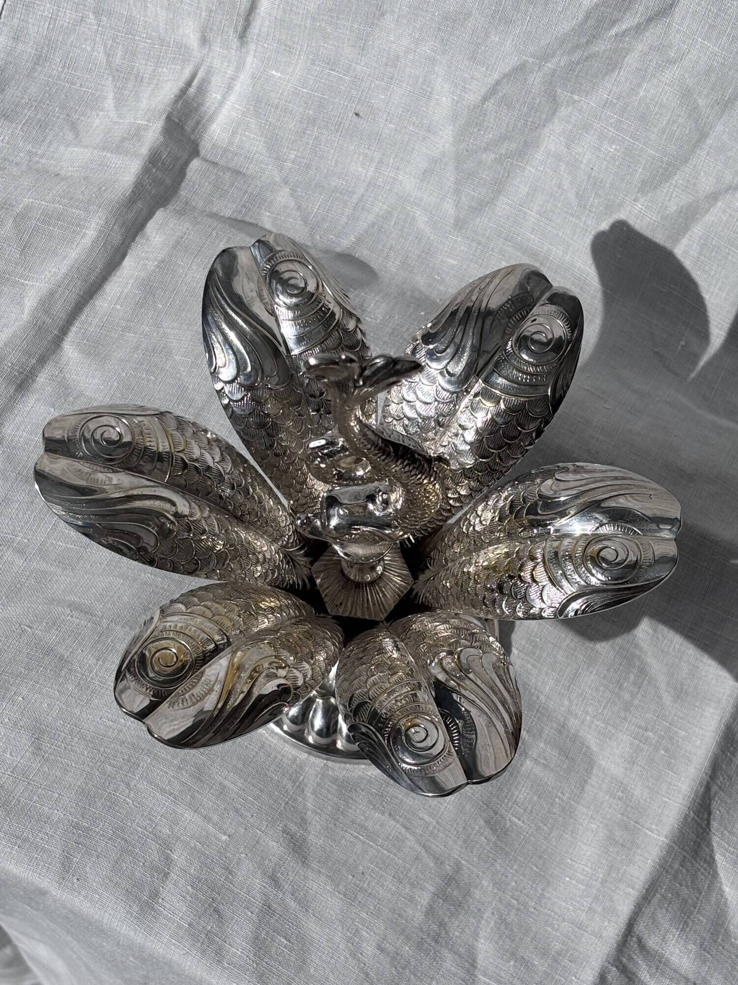 Caviar service flower of Poseidon in silver-plated metal Christofle finial