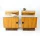 Ensemble de deux tables de chevet en bois et verre, Tchécoslovaquie 1950