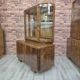 Restored Art Deco Walnut Display Cabinet with Engraved Glass Slats - 1930s