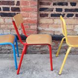 Set of three vintage children's school chairs