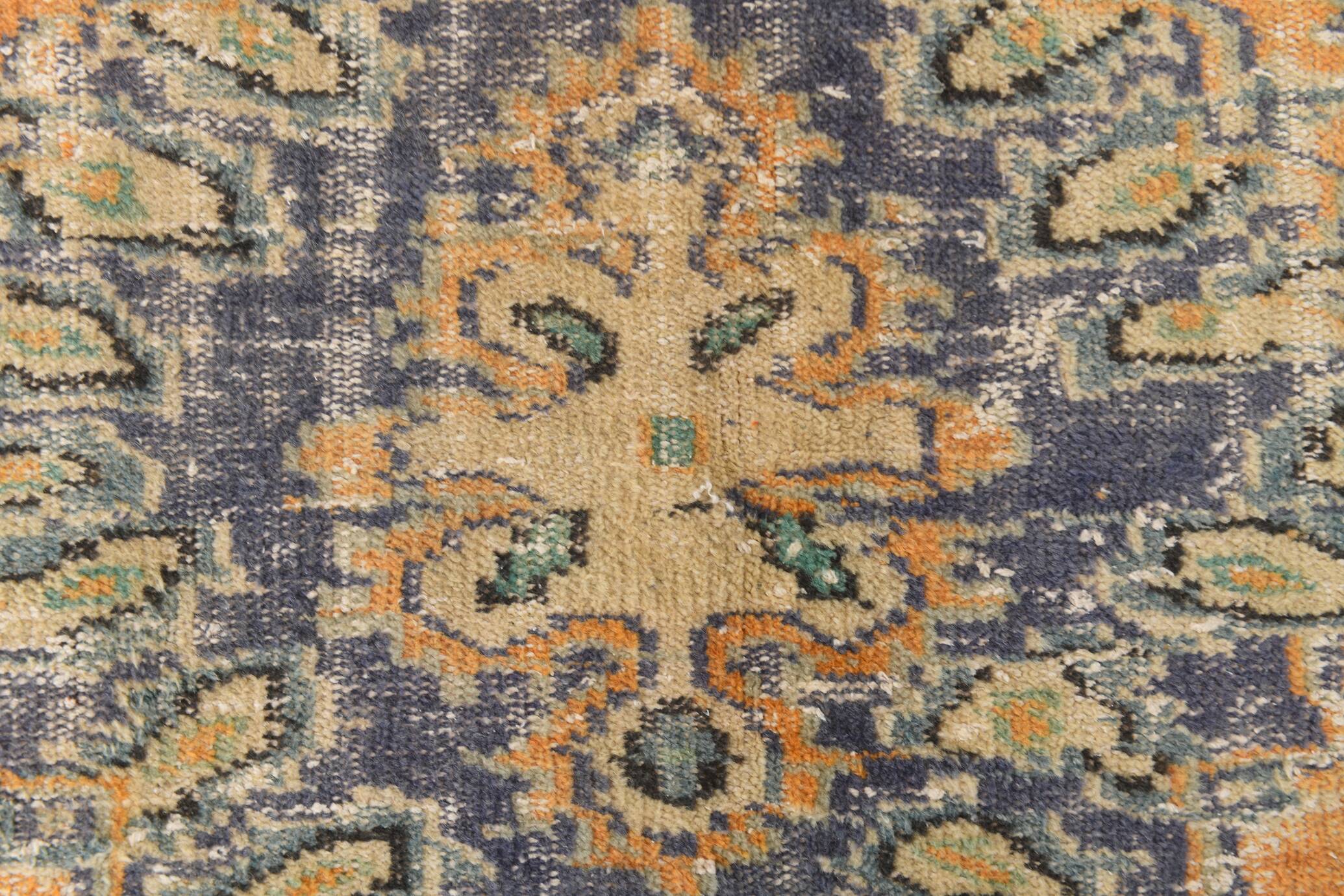 6x9 Pumpkin Orange Turkish Vintage Rug, 187x271 Cm