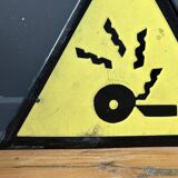 danger warning sign vintage european 1970's industrial enamel sign