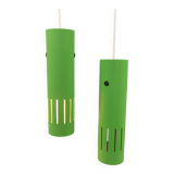 Trombone hanging lamps, refurbished, repainted in beautiful green colours