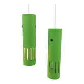 Trombone hanging lamps, refurbished, repainted in beautiful green colours