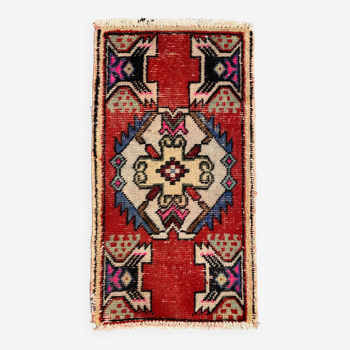 Petit tapis turc vintage 92x49 cm, Short Runner, Tribal, Shabby, Mini Tapis