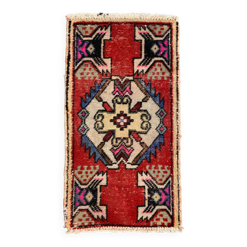 Small Vintage Turkish Rug 92x49 cm, Short Runner, Tribal, Shabby, Mini Carpet