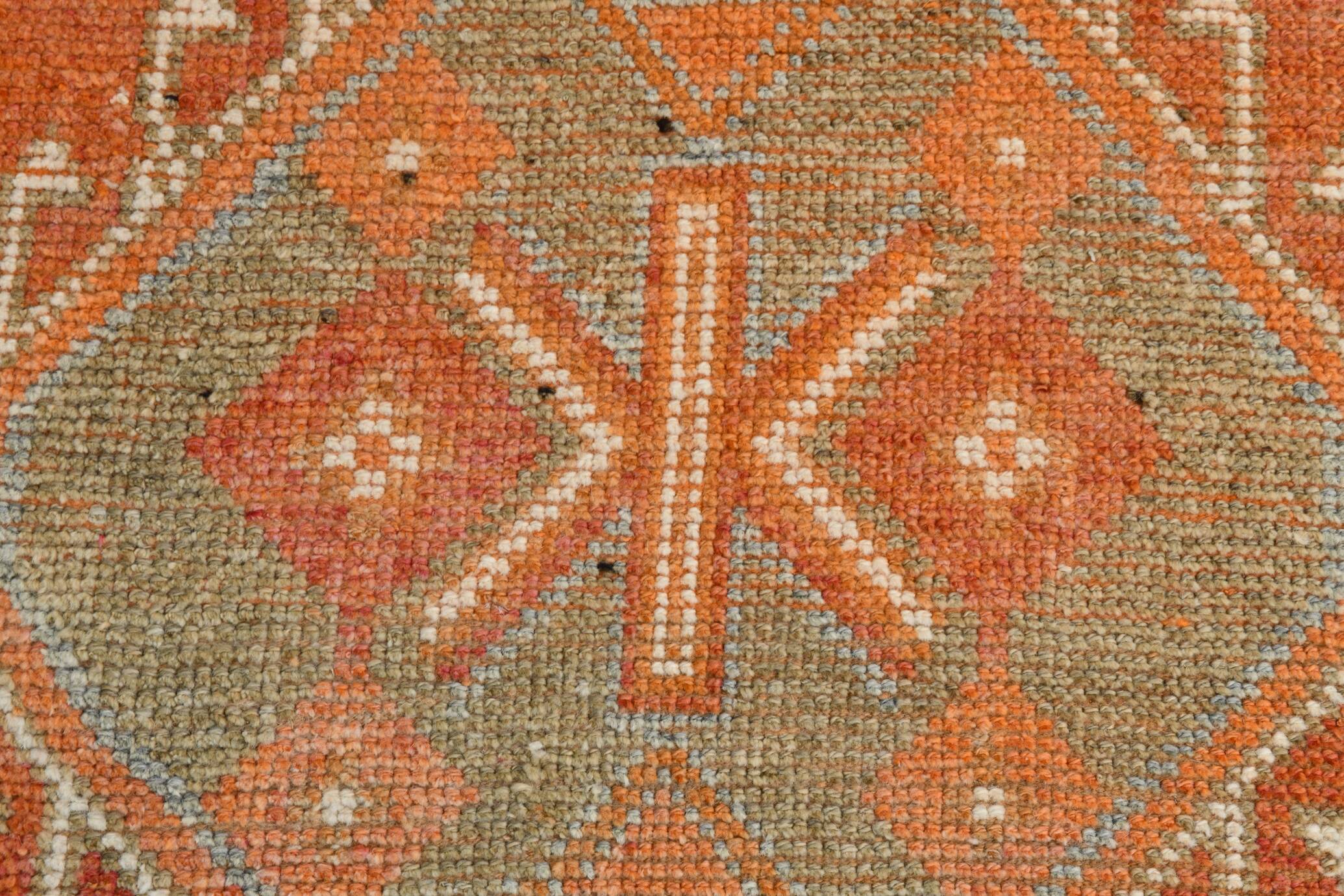 3x11 Reddish Coral Tones Vintage Runner Rug, Handwoven Runner Rug,91x346Cm