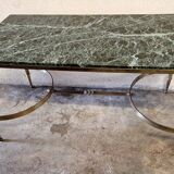 Brass coffee table with Alpine green veined marble top - 1960