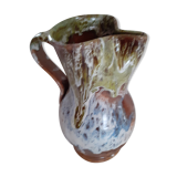 Pitcher in enamelled sandies, with drippings of different colors