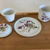 Tasse Violettes tisanière / théïère Pillivuyt complète