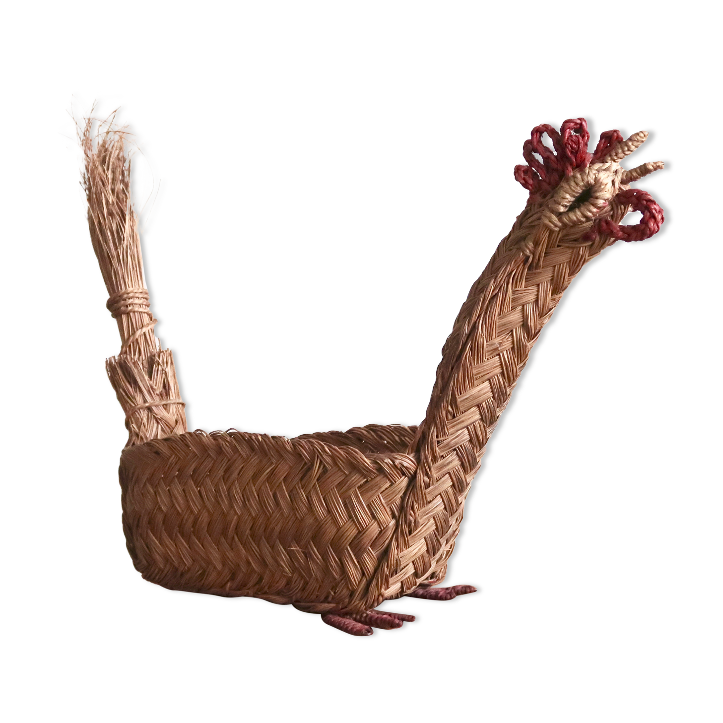 Wicker "rooster" fruit basket, 70s