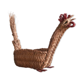 Corbeille à fruits "coq" en osier années 70