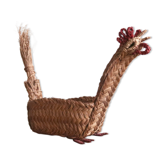 Wicker "rooster" fruit basket, 70s
