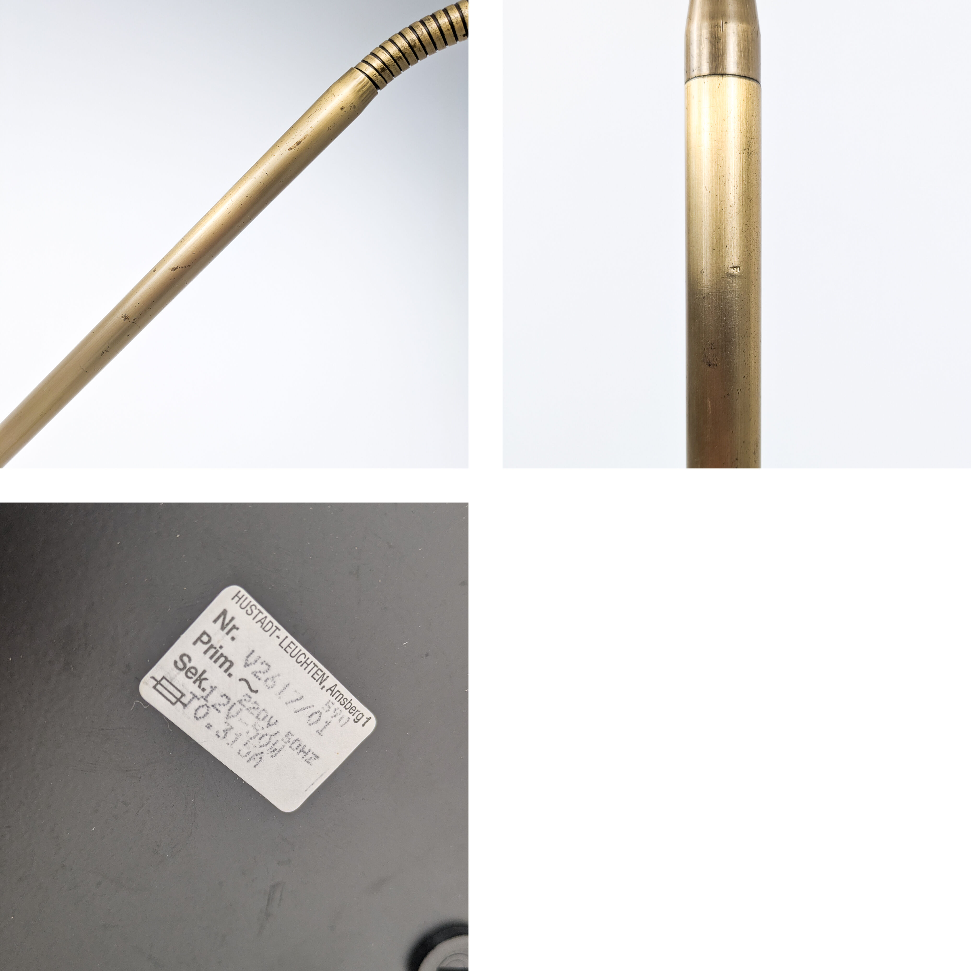 Lampadaire vintage Hustadt à 2 têtes flexibles, laiton mat