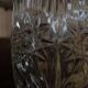 Vintage pressed glass vase, a decorative and elegant piece.