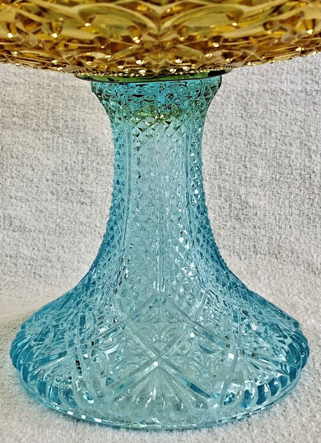Georges Sand hollow two-tone glass compote bowl signed Portieux