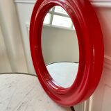1970s red round plastic mirror