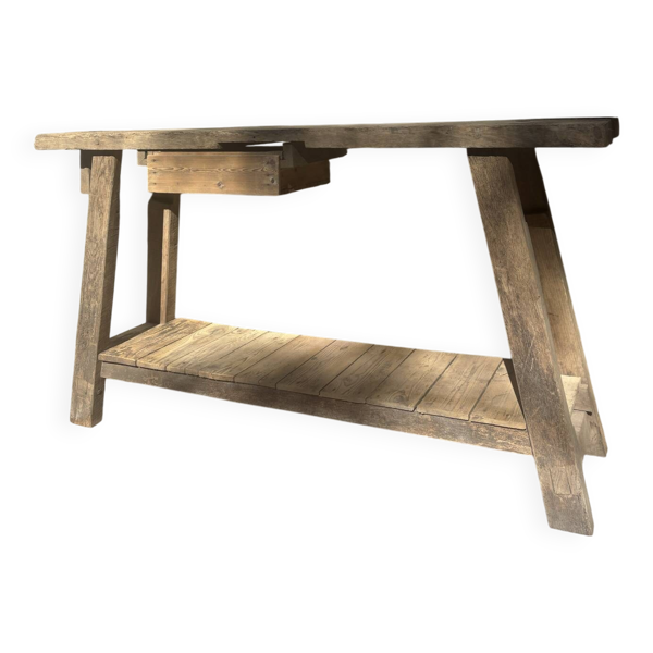 Établi ancien en bois massif - meuble de metier/ établi d’atelier