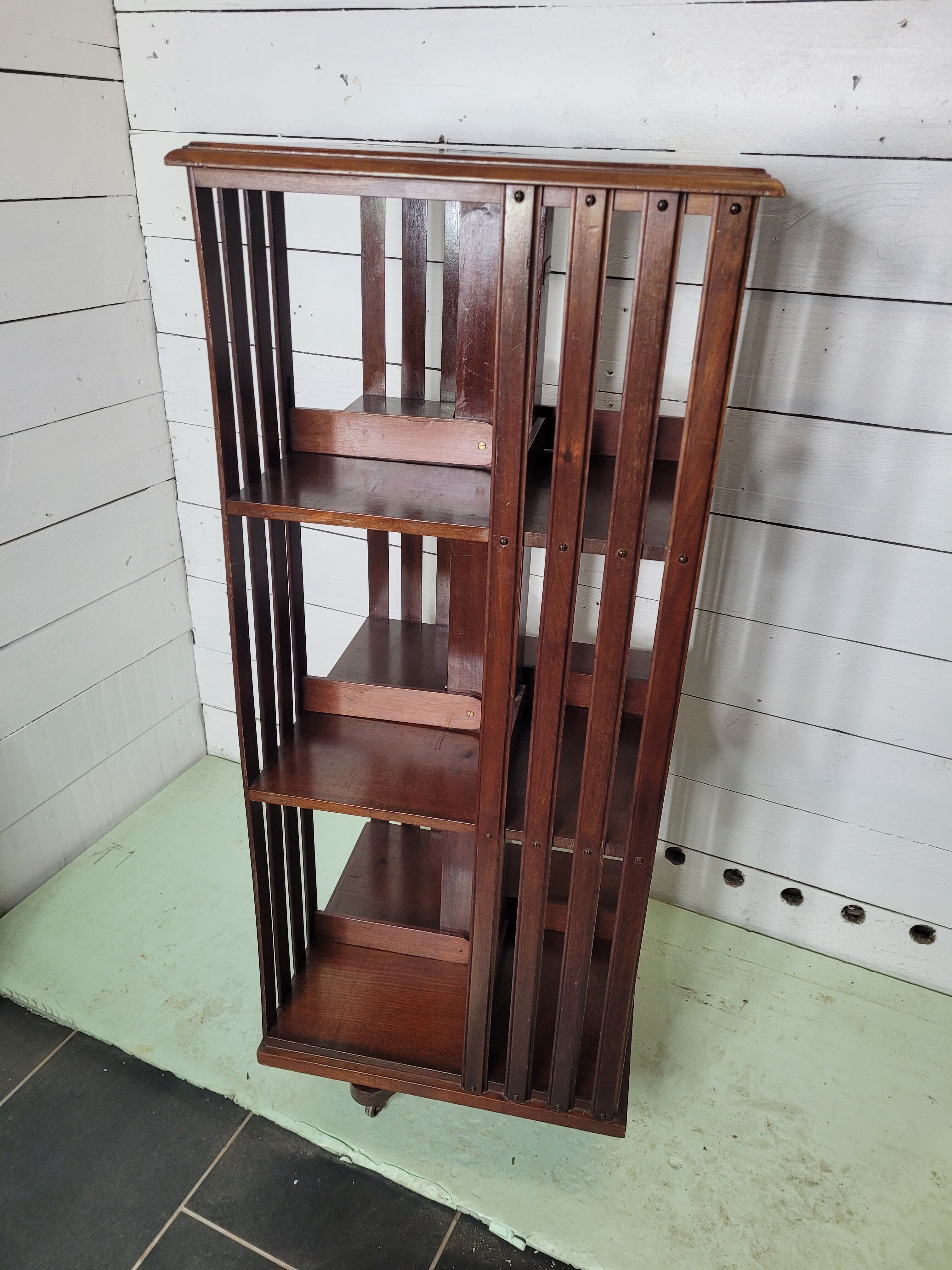 Mahogany revolving bookcase