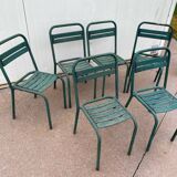 Set of 6 Tolix T1 metal chairs