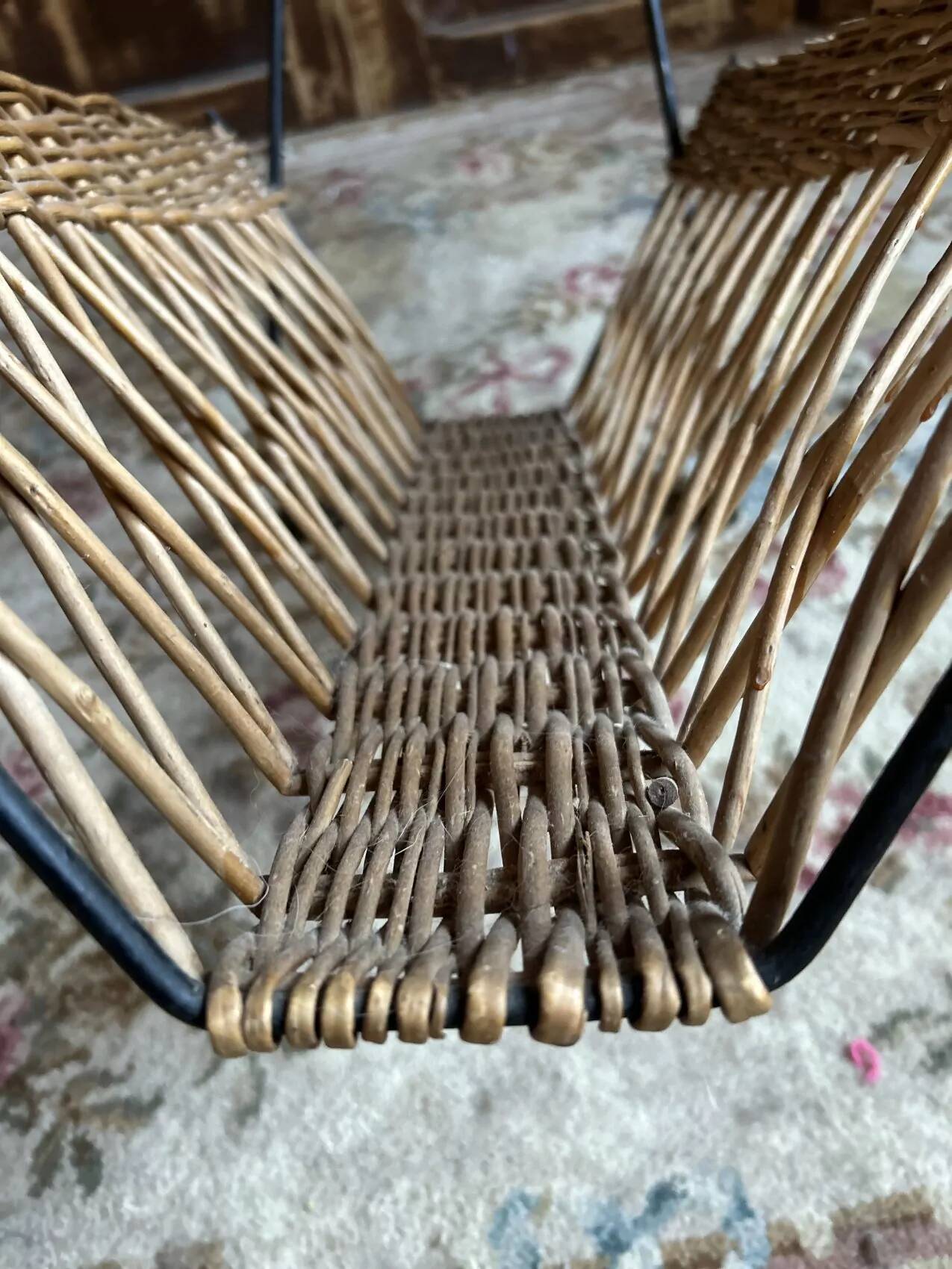 Vintage 1960s rattan magazine rack