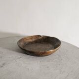 Vintage French Antique Decorative Dark Wooden Bowl in Oak, 1800s