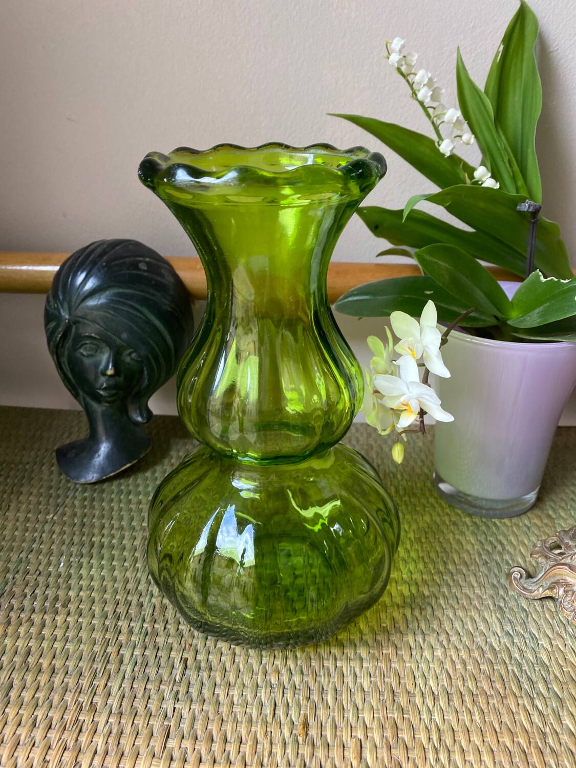 Green glass vase