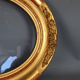 Oval frame nineteenth century gilded stucco wood and glass 36x31 foliage 28x23 cm