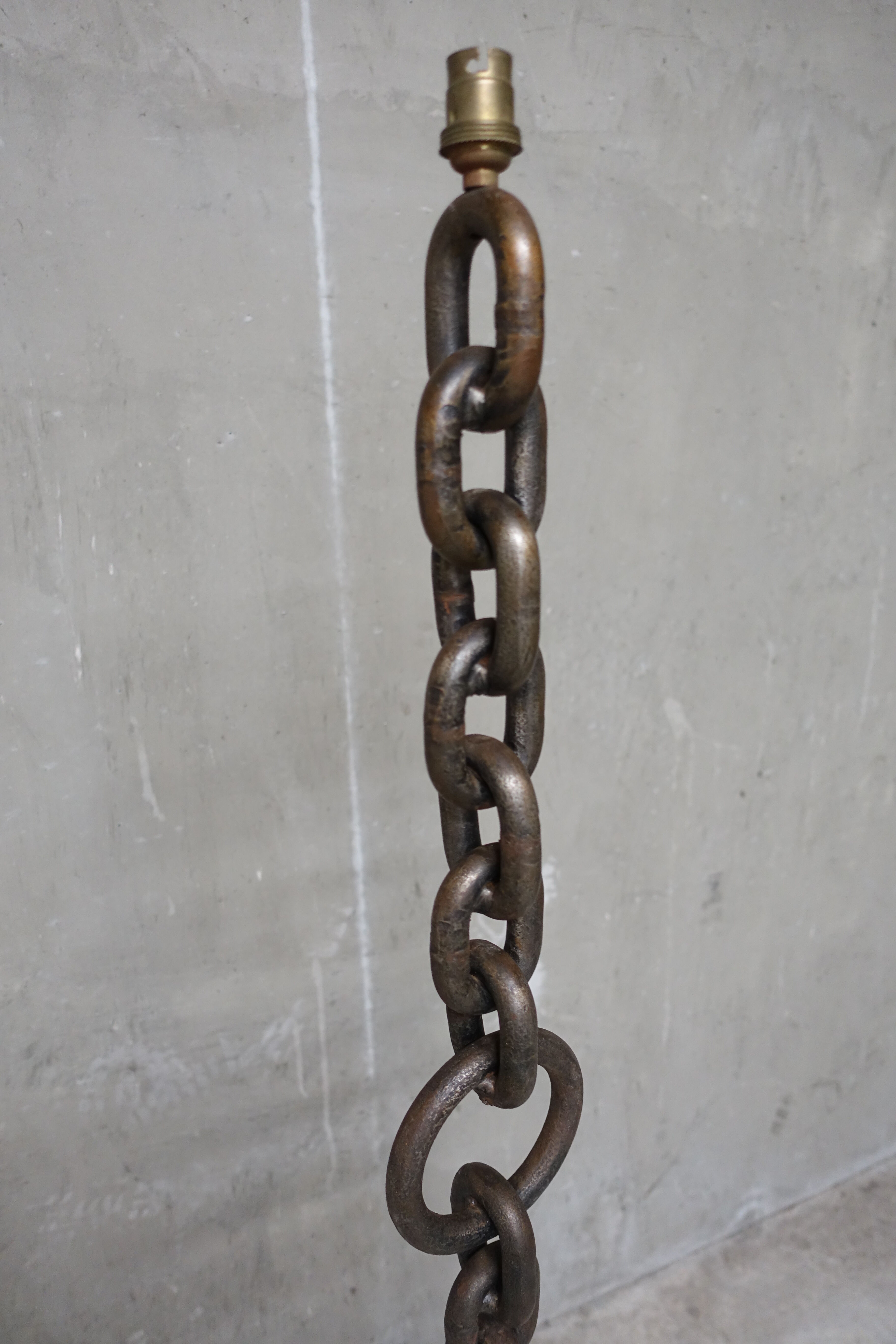 Brutalist wrought iron chain floor lamp 1960s